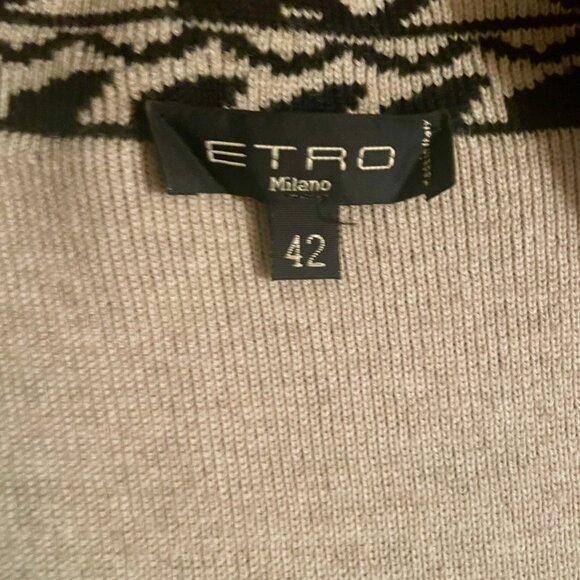 Etro Pattern Wool Blend Stretchy Sweater Open Cardigan Women's 42 Pockets - Picture 2 of 8